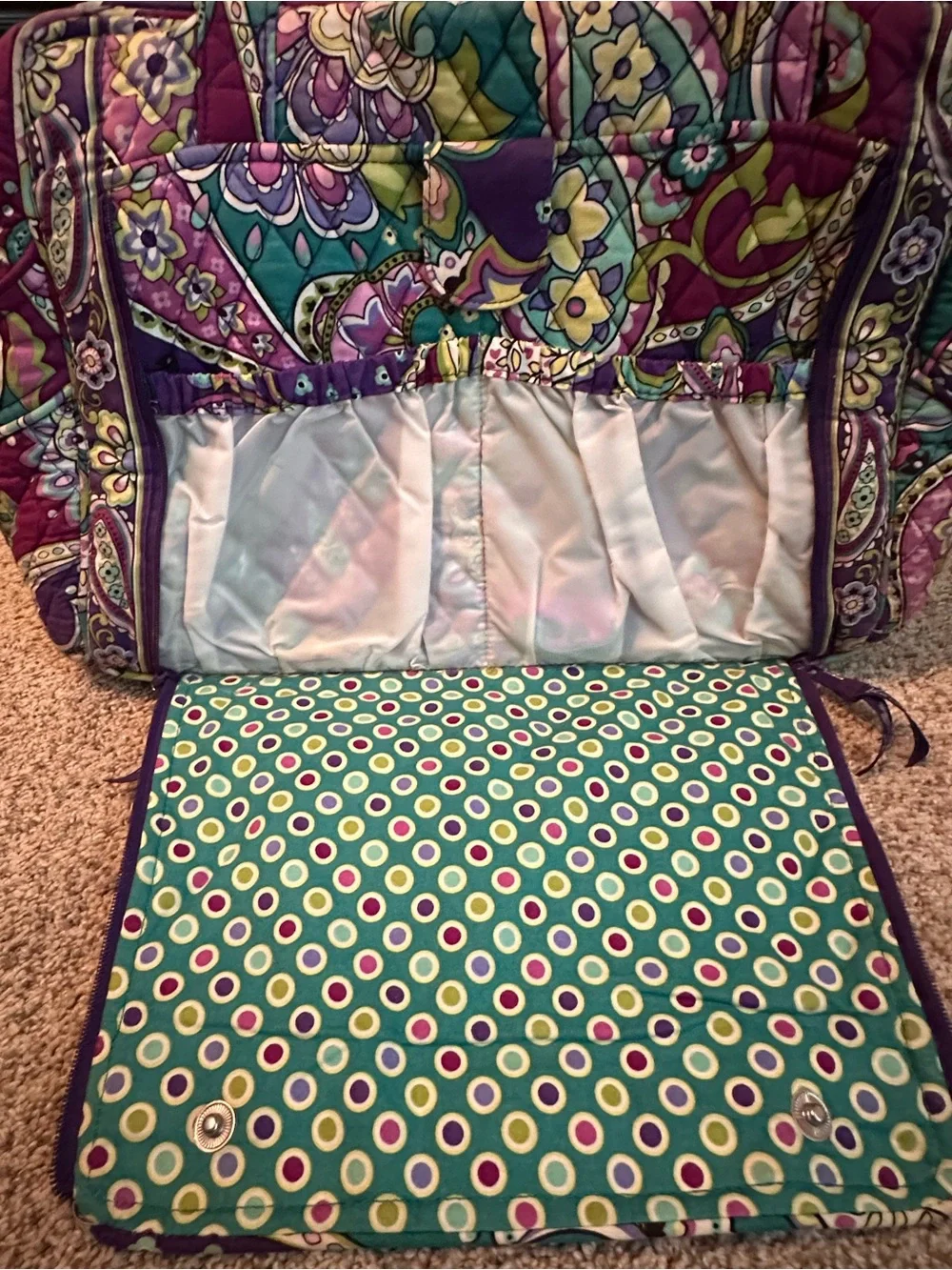 Vera Bradley Quilted Paisley Diaper Bag in Purple, Teal and Yellow